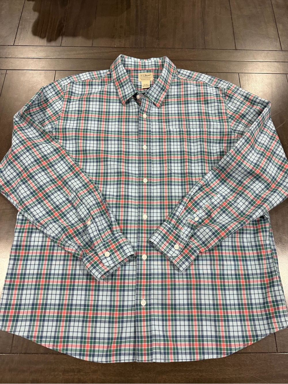 L.L. Bean Men's Plaid Button-Down Shirt - Blue, Green & Red